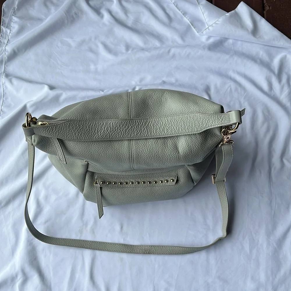 Oversized Pebbled Leather Hobo White Crossbody Handbag /Coquette Purse - Picture 7 of 9